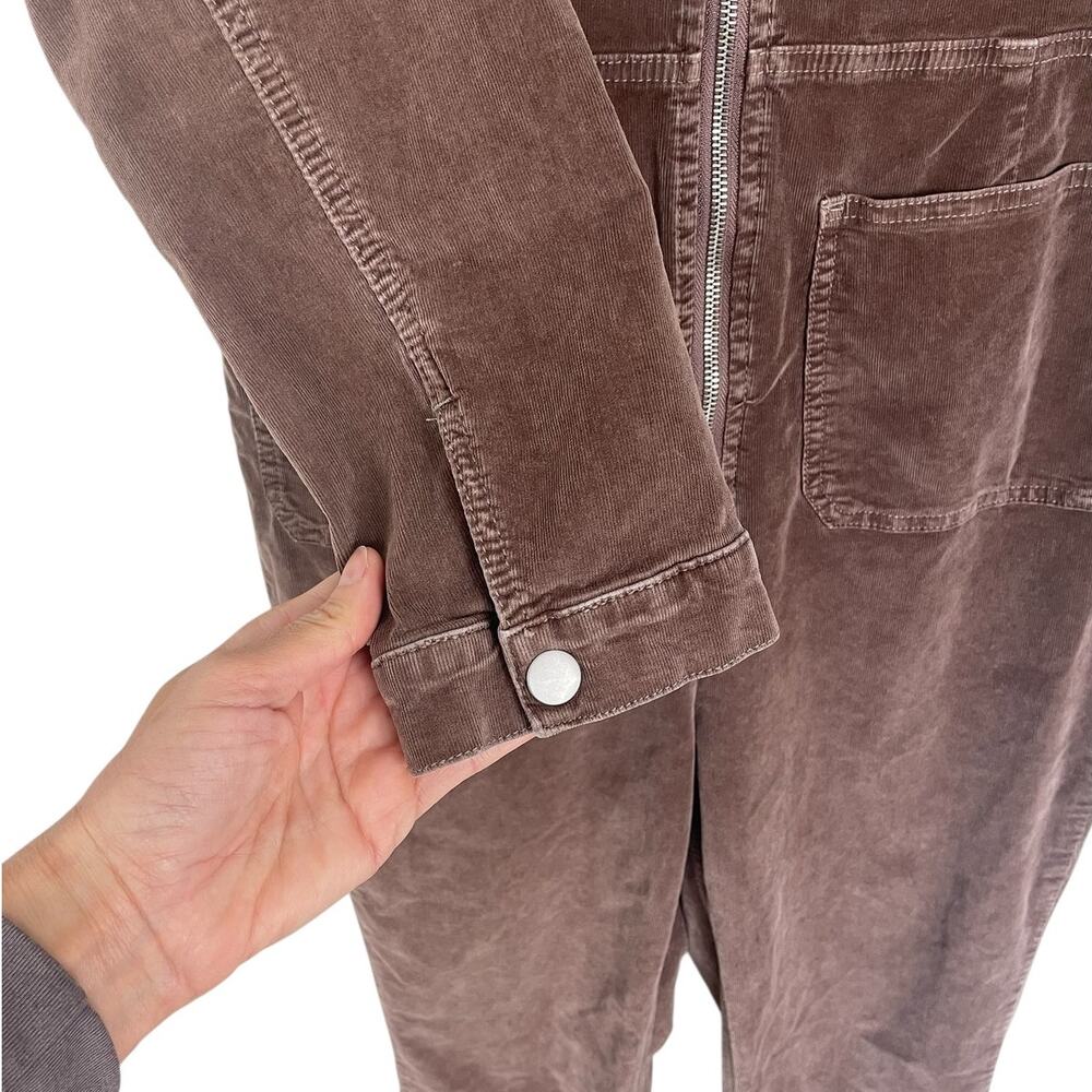 Free People Corduroy Long Sleeve Coverall Jumpsuit Brown Large Utilitarian Retro - Picture 4 of 12